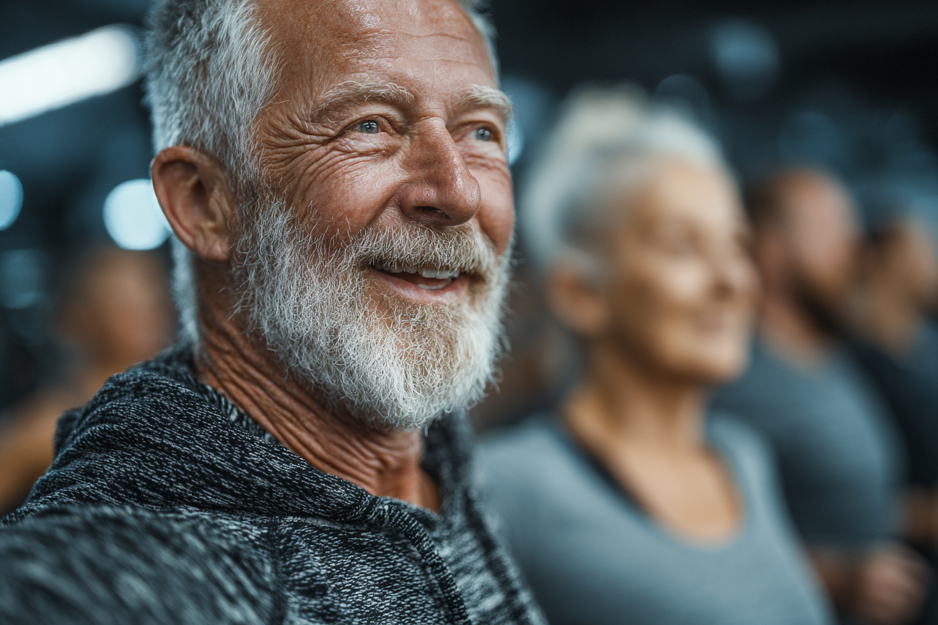 Група зрели хора правят йога заедно